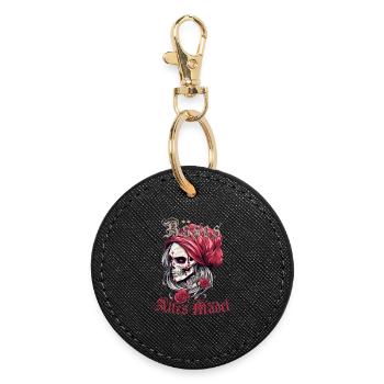 Bad Old Girl Roses Skull Skull Skeleton - Round Keyring - black - Front