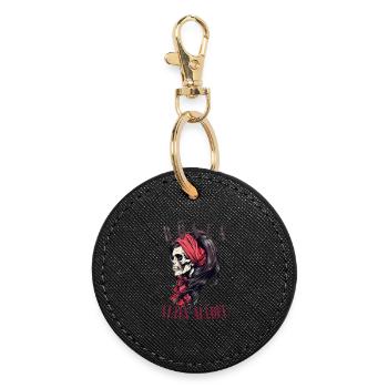 Bad Old Girl Biker Roses Skull Bandana - Round Keyring - black - Front
