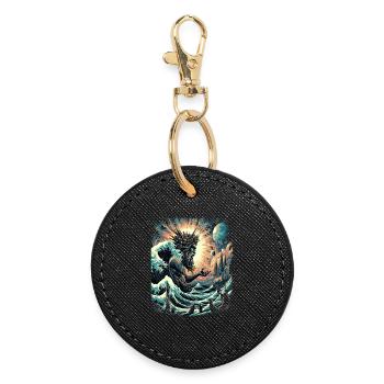 Poseidon's Great Wave off Kanagawa - Round Keyring - black - Front