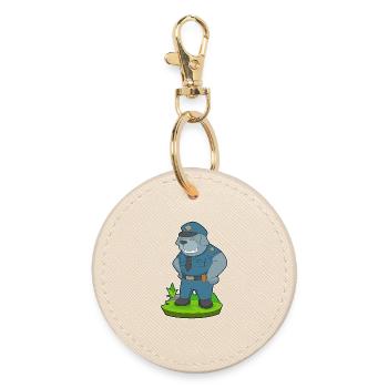 Dog, Policeman, Police - Round Keyring - oyster - Front