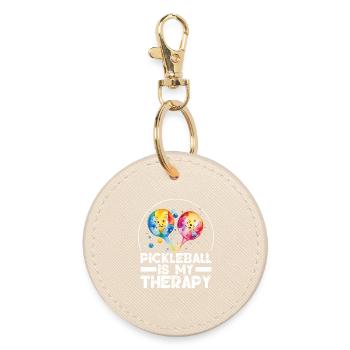 Pickleball is My Therapy - Round Keyring - oyster - Front