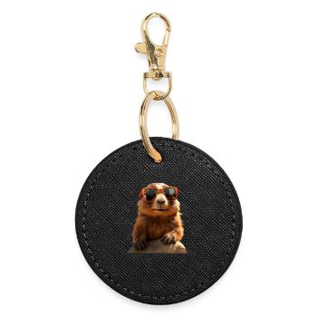 Marmot with sunglasses Rodent Ground Squirrel - Round Keyring - black - Front
