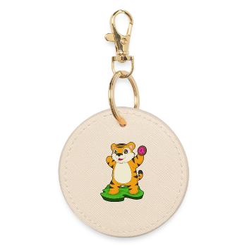 Tiger Donut - Runder Schlüsselanhänger - Auster - Vorne