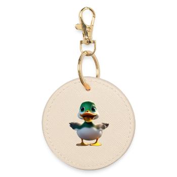 Mascotte du canard à tête verte - Porte-clés rond - huître - Devant