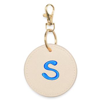 Letter S Initial Letter - Round Keyring - oyster - Front
