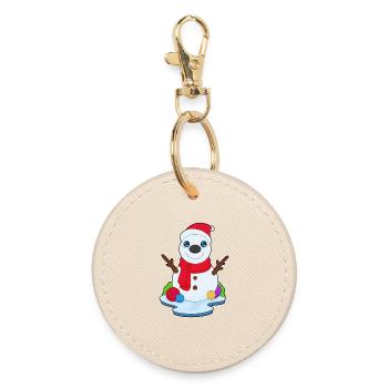 Bonhomme de neige Noël Hiver - Porte-clés rond - huître - Devant