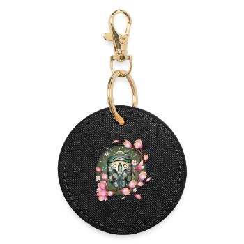 exotique africain effrayant crawly avec des magnolias - Porte-clés rond - noir - Devant