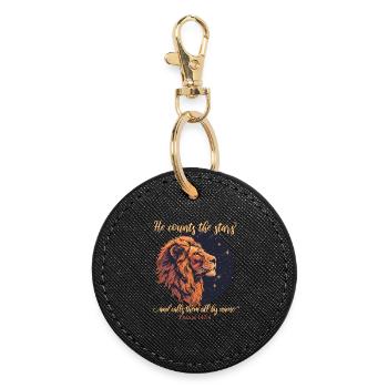 Leo Bible Verse Christian - Round Keyring - black - Front