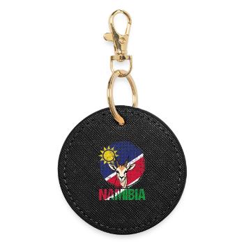 Namibia Afrika Souvenir - Runder Schlüsselanhänger - Schwarz - Vorne
