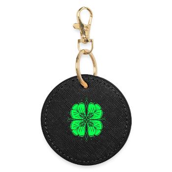 Clover St Patrick's Day Shamrock - Round Keyring - black - Front