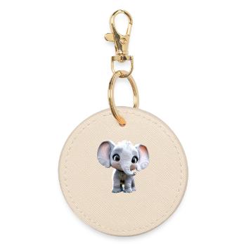 Elephant Africa Safari Wilderness Love Cute Elephant - Round Keyring - oyster - Front