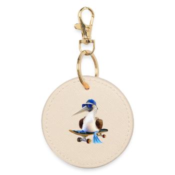 Blaufußtölpel Skateboard - Runder Schlüsselanhänger - Auster - Vorne