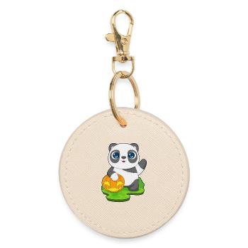 Panda Halloween Kürbis - Runder Schlüsselanhänger - Auster - Vorne