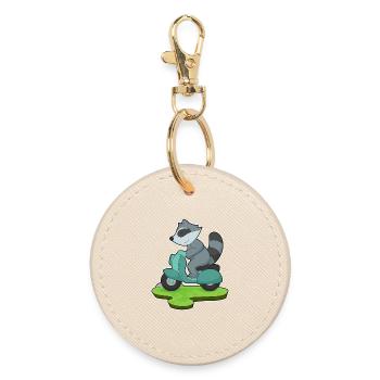 Raccoon Scooter - Round Keyring - oyster - Front