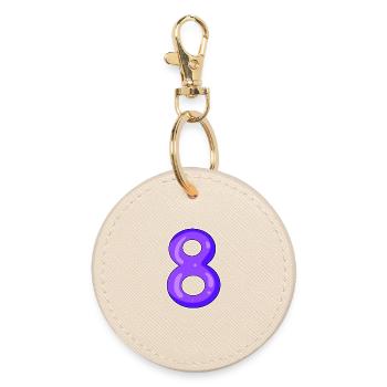 8 Eight - Round Keyring - oyster - Front