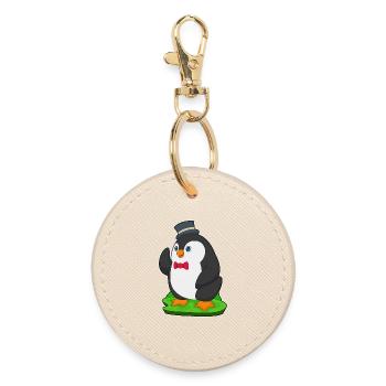 Mariage avec le chapeau haut-de-forme du marié pingouin - Porte-clés rond - huître - Devant