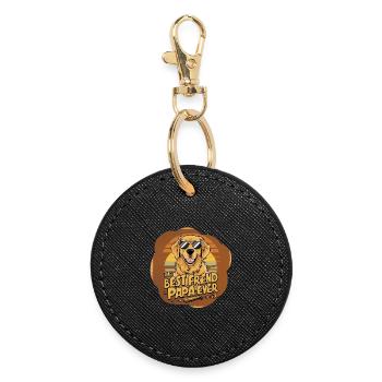 Dog with Sunglasses and Text for Best Friend - Round Keyring - black - Front