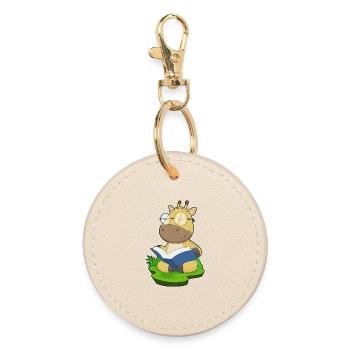 Lunettes de livre nerd girafes - Porte-clés rond - huître - Devant