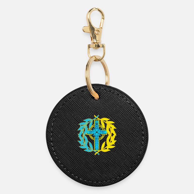 Croix Croix Crucifix - Porte-clés rond - noir