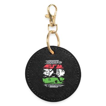 Fußball Ungarn Turnier Collage Torschuss Symbol - Runder Schlüsselanhänger - Schwarz - Vorne