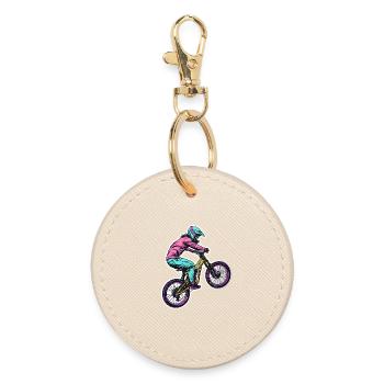 Mountain biker - Round Keyring - oyster - Front