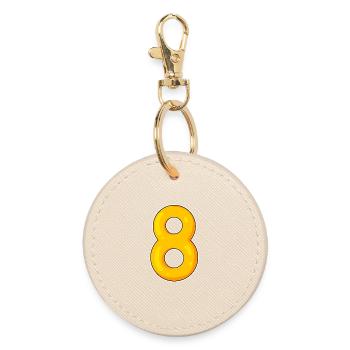 8 Yellow - Round Keyring - oyster - Front