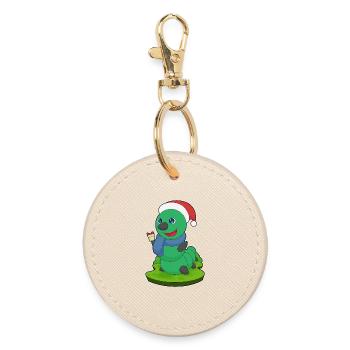 Caterpillar Christmas Package - Round Keyring - oyster - Front
