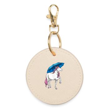 Unicorn Umbrella - Round Keyring - oyster - Front