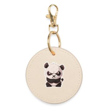 Cute baby panda panda snapped - Round Keyring - oyster - Front
