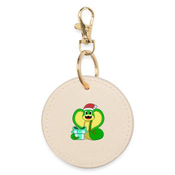 Snake Christmas Package - Round Keyring - oyster - Front