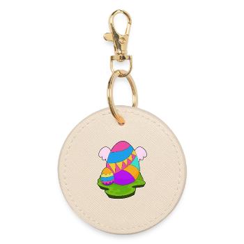 Easter Easter Eggs Angel Wings - Round Keyring - oyster - Front
