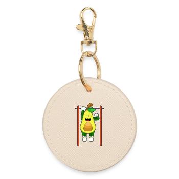 Avocado Bodybuilder Pull-ups Bodybuilding - Round Keyring - oyster - Front