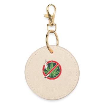 Panneau de prohibition du cannabis anti stoner - Porte-clés rond - huître - Devant