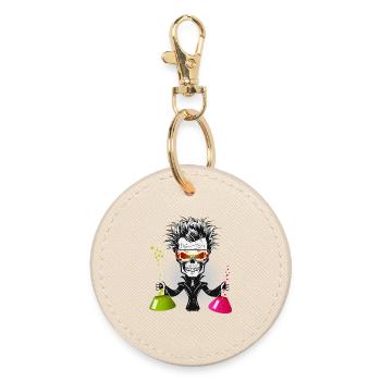 Skull as a gloomy scientist in the laboratory - Round Keyring - oyster - Front