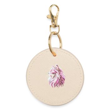 Pink cat head geometric art polygons - Round Keyring - oyster - Front