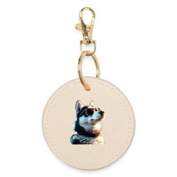 Husky Dogs Lover Dog Love Siberian Huskies - Round Keyring - oyster - Front