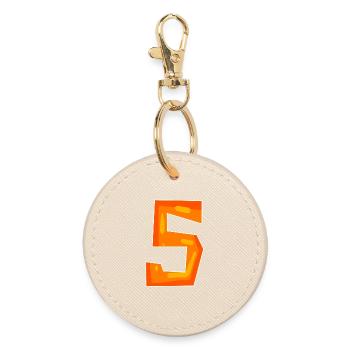 5 Orange - Round Keyring - oyster - Front