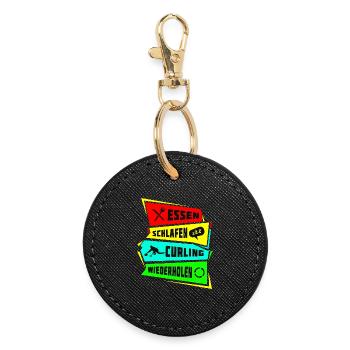 Manger dormir Curling Répéter - Porte-clés rond - noir - Devant