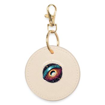 Wormhole Abbreviation Astrophysics Time Travel Spacetime - Round Keyring - oyster - Front