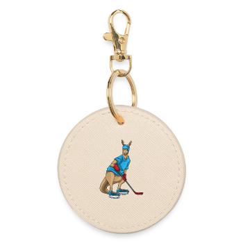 Känguru Eishockey Eishockeyschläger - Runder Schlüsselanhänger - Auster - Vorne