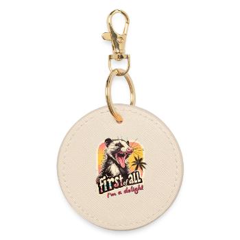 First of all I´m a delight Opossum Retro Design - Runder Schlüsselanhänger - Auster - Vorne
