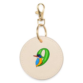 9th Birthday Motif Bird - 9 Years - Round Keyring - oyster - Front