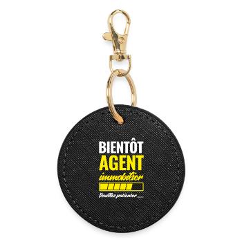 Soon Real Estate Agent please wait - Round Keyring - black - Front