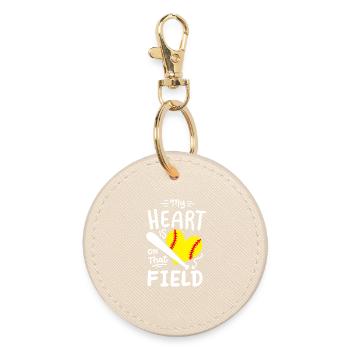 Softball Mama Papa - Runder Schlüsselanhänger - Auster - Vorne