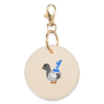 1 year old - School enrollment - Dove motif - Number 1 - Round Keyring - oyster - Front