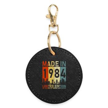 1984 Geburtstag: Legendäres Retro-Geschenk - Runder Schlüsselanhänger - Schwarz - Vorne