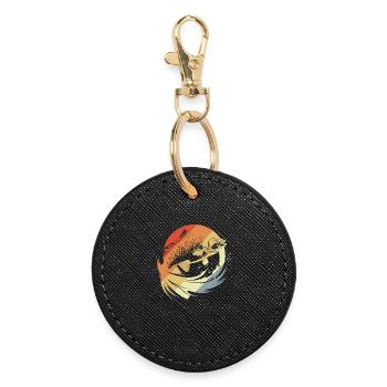 Fish Graphic Retro Look - Round Keyring - black - Front