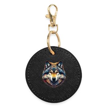 Wolf - Round Keyring - black - Front