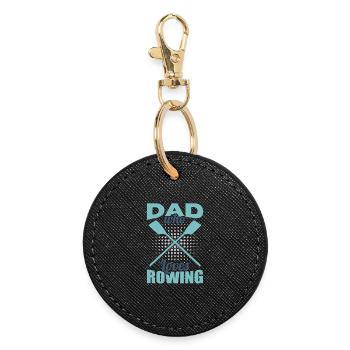 Rowing father - Round Keyring - black - Front