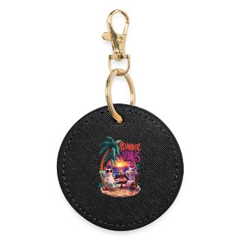 Gueule de bois romantique sur la plage - Porte-clés rond - noir - Devant